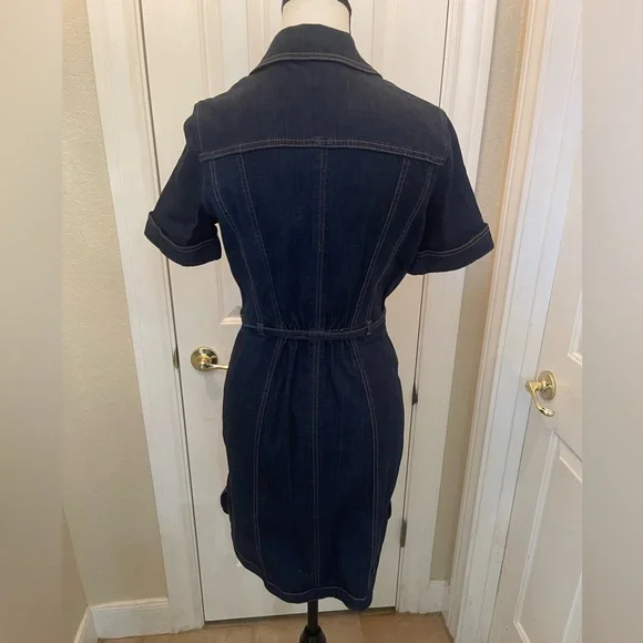 White House Black Market Dark Wash Denim Dress - Picture 2 of 6